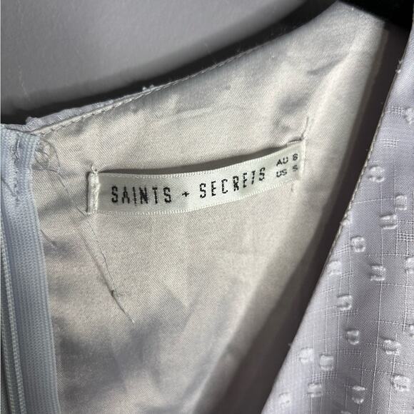 Saints + Secrets Light Purple Swiss Dot Wrap Belted Dress Size Small - Picture 5 of 7